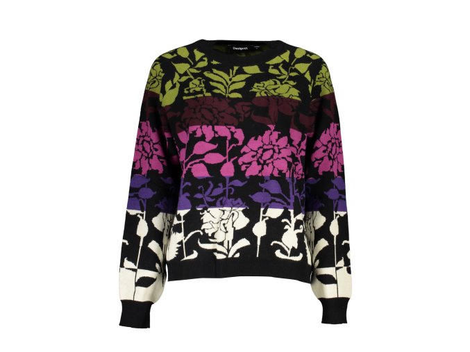 Elegantný Dámsky Pulóver DESIGUAL Čierna (Velkost XL, Farba Čierna)