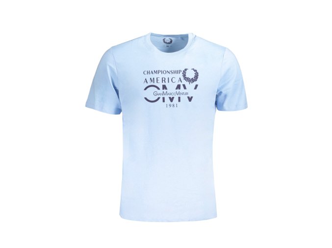 Štýlové Pánske Tričko s krátkym rukávom GIAN MARCO VENTURI Modrá (Velkost 2XL, Farba Modrá)