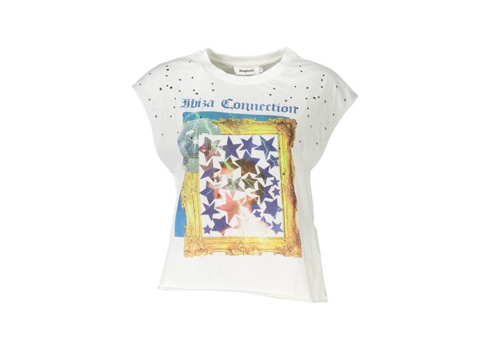 Desigual T Shirt Senza Maniche Donna Bianco Biela (Velkost L, Farba Biela)