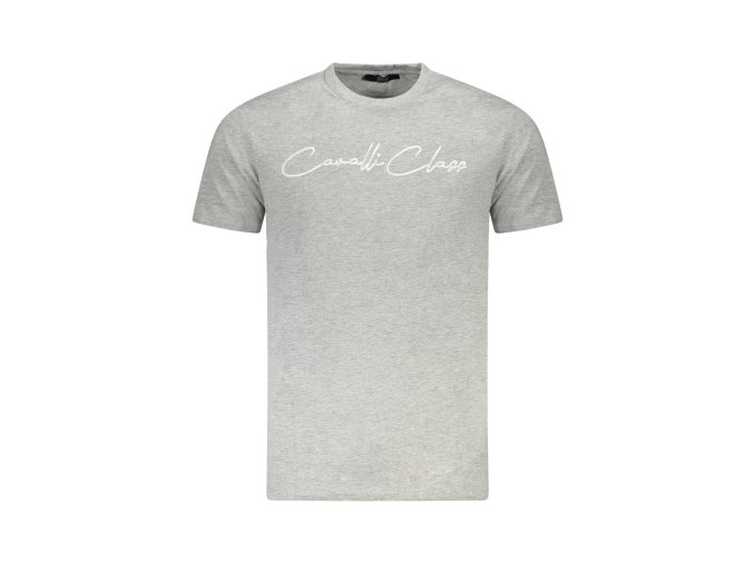 Štýlové Pánske Tričko s krátkym rukávom CAVALLI CLASS Šedá (Velkost 2XL, Farba Šedá)