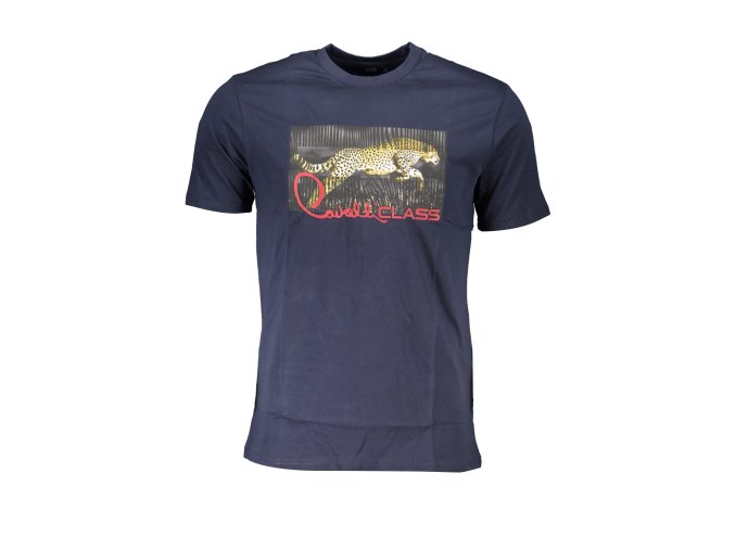 Štýlové Pánske Tričko s krátkym rukávom CAVALLI CLASS Modrá (Velkost L, Farba Modrá)