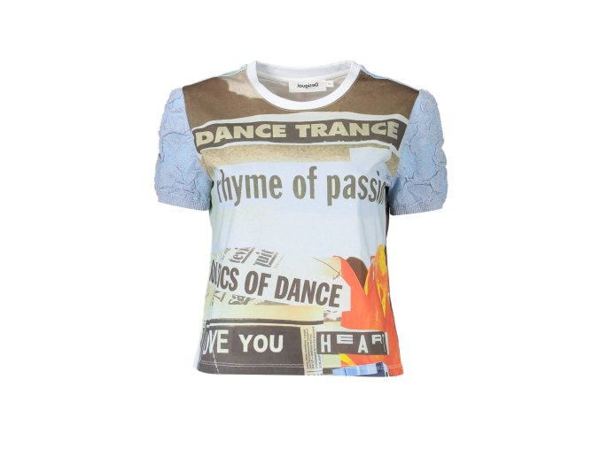 Štýlové Dámske Tričko s krátkym rukávom DESIGUAL Modrá (Velkost XL, Farba Modrá)