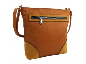 Stredne veľká hnedo-okrová crossbody dámska kabelka NH8123