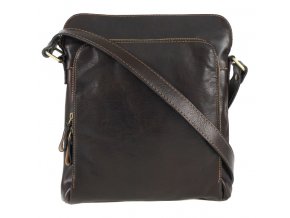 Kožená kvalitná pánska crossbody taška NICO 24x27x8 cm tmavo hnedá