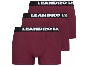 LEANDRO LIDO Pánske Boxerky 3Pack Bordové (Veľkosť M, Farba Bordová)