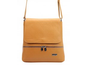 Kožená dámska crossbody kabelka Camel hnedá