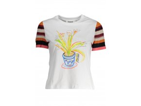 DESIGUAL Perfektné Dámske Tričko Krátky Rukáv Biela (Veľkosť M, Farba Biela)