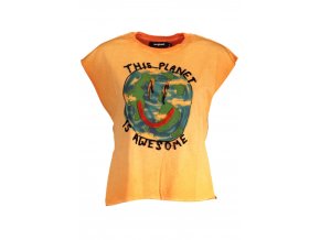 DESIGUAL Perfektné Dámske Tričko Krátky Rukáv Oranžová