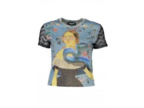 DESIGUAL Perfektné Dámske Tričko Krátky Rukáv Svetlo modrá (Veľkosť M, Farba modrá)