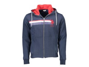 U.S. POLO Perfektná Pánska Mikina na zips Modrá (Veľkosť XL, Farba modrá)
