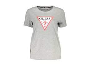 GUESS JEANS Perfektné Dámske Tričko Krátky Rukáv Šedá (Veľkosť XS, Farba šedá)