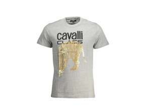 CAVALLI CLASS Perfektné Pánske Tričko Krátky Rukáv Šedá