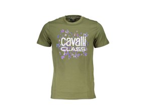 CAVALLI CLASS Perfektné Pánske Tričko Krátky Rukáv Zelená