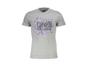 CAVALLI CLASS Perfektné Pánske Tričko Krátky Rukáv Šedá