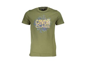 CAVALLI CLASS Perfektné Pánske Tričko Krátky Rukáv Zelená