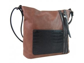 Dámska crossbody kabelka s čelnou kroko kapsičkou F-014 starorůžová