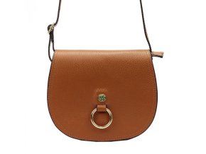 GREGORIO Kožená dámska crossbody kabelka tmavšia koňaková hnedá