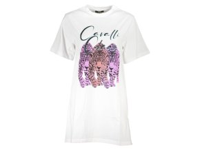 CAVALLI CLASS Štýlové Dámske Krátke Šaty Biela (Veľkosť M, Farba Biela)