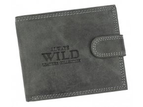 Čierna pánska peňaženka z brúsenej kože RFID v krabičke WILD