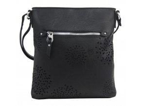 Crossbody dámska kabelka v kvetovanom dizajne čierna 5432-BB