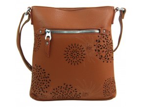 Crossbody dámska kabelka v kvetovanom dizajne hnedá 5432-BB