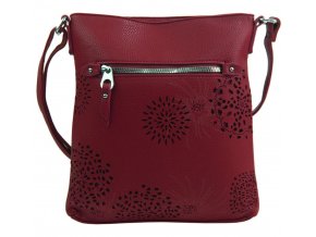 Crossbody dámska kabelka v kvetovanom dizajne tmavo červená 5432-BB