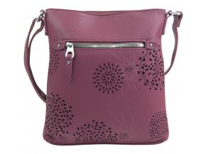 Crossbody dámska kabelka v kvetovanom dizajne pastelovo fialová 5432-BB