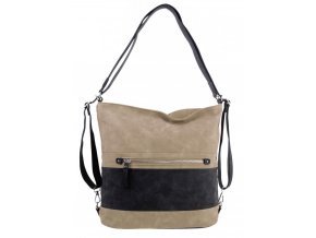 Veľká dámska kabelka cez rameno / batoh latté hnedá / čierna