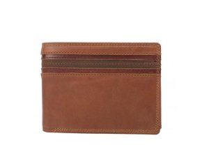 Pánska Kožená Peňaženka Impex Dvojité prešívanie ochrana RFID 10x12,5 cm hnedá (Veľkosť UNI, Farba Hnedá)