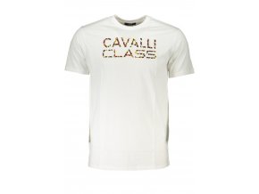 CAVALLI CLASS Perfektné Pánske Tričko Krátky Rukáv Biela