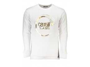 CAVALLI CLASS Perfektná Pánska Mikina Biela (Veľkosť 3XL, Farba Biela)