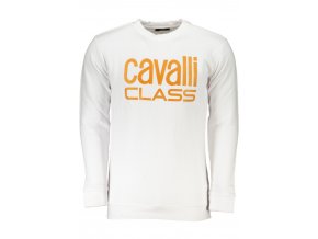 CAVALLI CLASS Perfektná Pánska Mikina Biela (Veľkosť L, Farba Biela)