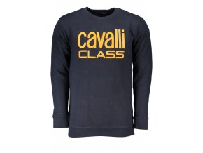 CAVALLI CLASS Perfektná Pánska Mikina Modrá (Veľkosť L, Farba modrá)