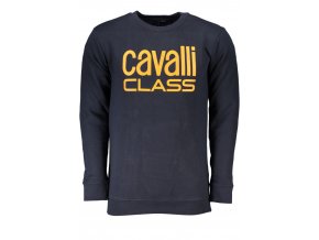 CAVALLI CLASS Perfektná Pánska Mikina Modrá