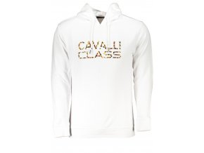 CAVALLI CLASS Perfektná Pánska Mikina Biela (Veľkosť L, Farba Biela)
