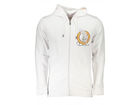 CAVALLI CLASS Perfektná Pánska Mikina na zips Biela (Veľkosť S, Farba Biela)