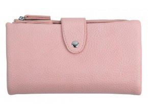 Prakticky priestranná rozložiteľná ružová dámska peňaženka so striebornými doplnkami