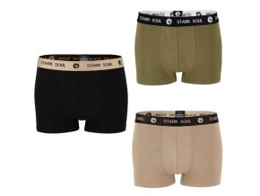 Stark Soul® Prémiové Pánske Boxerky bez bočných švov Safari štýl set 3 kusy čierna šedá (Veľkosť M, Farba Hnedá)