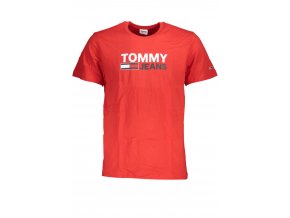 Tommy Hilfiger Perfektné Pánske Tričko Krátky Rukáv Červená