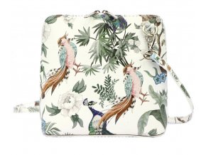 Kožená malá dámska crossbody kabelka s motívom vtáčikov