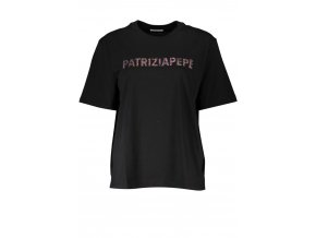 PATRIZIA PEPE Perfektné Dámske Tričko Krátky Rukáv Čierna (Veľkosť XS, Farba čierna)