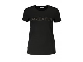 PATRIZIA PEPE Perfektné Dámske Tričko Krátky Rukáv Čierna (Veľkosť XS, Farba čierna)