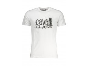 CAVALLI CLASS Perfektné Pánske Tričko Krátky Rukáv Biela (Veľkosť XL, Farba Biela)