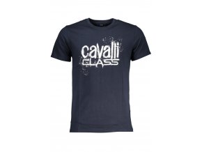 CAVALLI CLASS Perfektné Pánske Tričko Krátky Rukáv Modrá (Veľkosť XL, Farba modrá)