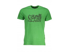 CAVALLI CLASS Perfektné Pánske Tričko Krátky Rukáv Zelená (Veľkosť L, Farba zelená)
