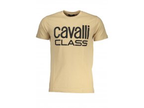 CAVALLI CLASS Perfektné Pánske Tričko Krátky Rukáv Béžová (Veľkosť XL, Farba Bežová)