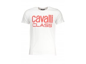 CAVALLI CLASS Perfektné Pánske Tričko Krátky Rukáv Biela (Veľkosť L, Farba Biela)