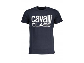 CAVALLI CLASS Perfektné Pánske Tričko Krátky Rukáv Modrá (Veľkosť XL, Farba modrá)