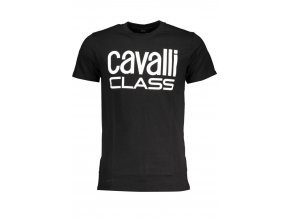 CAVALLI CLASS Perfektné Pánske Tričko Krátky Rukáv Čierna (Veľkosť L, Farba čierna)