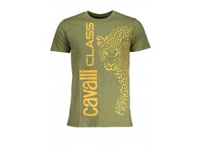CAVALLI CLASS Perfektné Pánske Tričko Krátky Rukáv Zelená (Veľkosť L, Farba zelená)